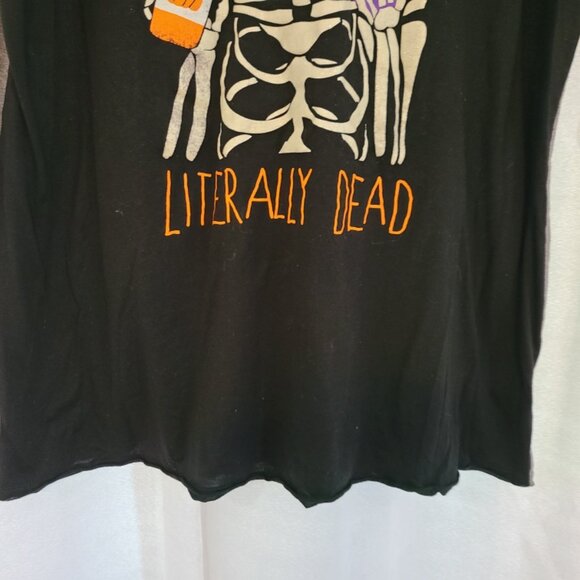 OMG, I'm Like Literally Dead Skeleton with Bun PSL Night Shirt Size XL - Picture 8 of 9